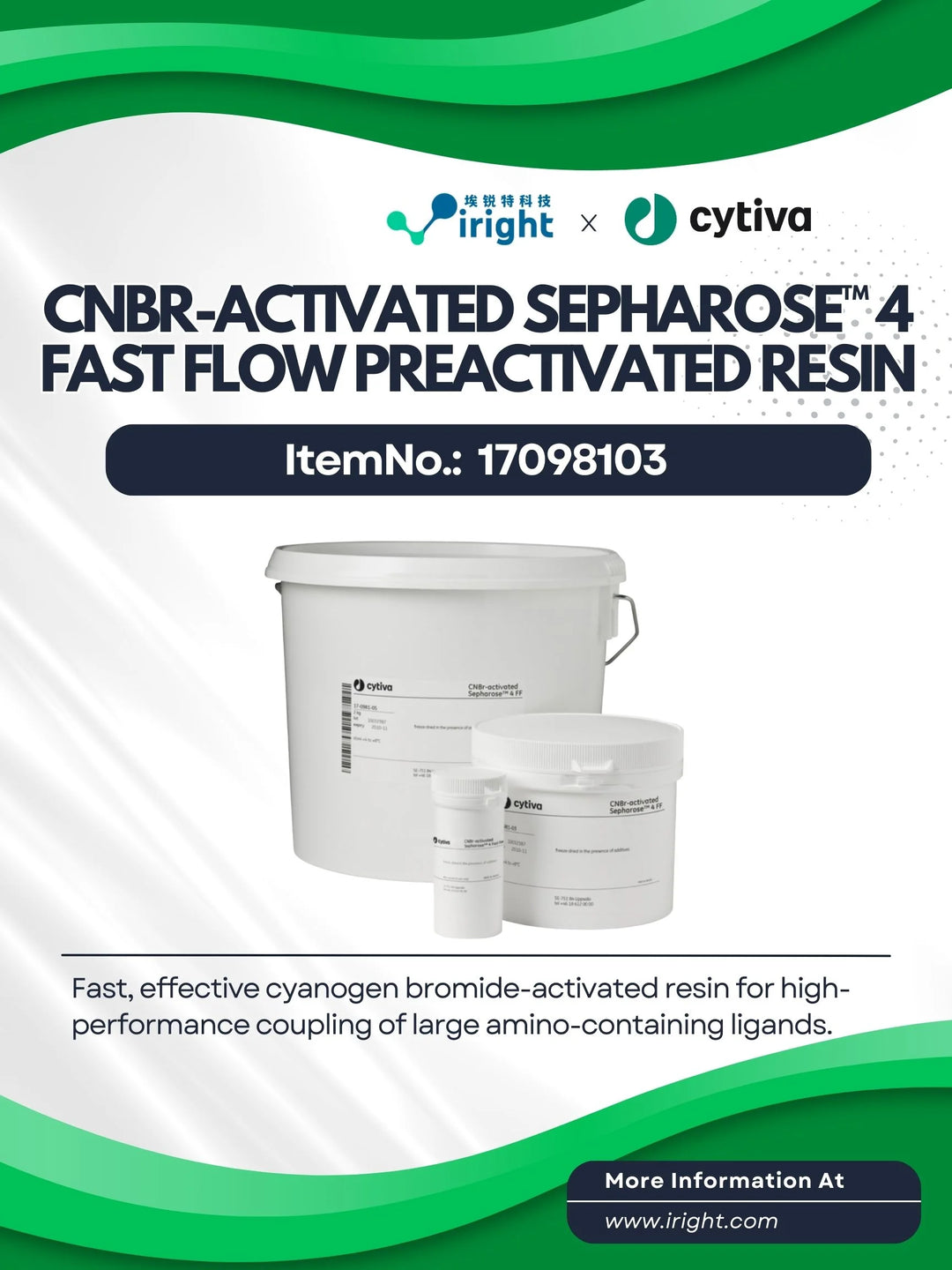 Cytiva, 17098103, CNBr-activated Sepharose™ 4 Fast Flow preactivated resin