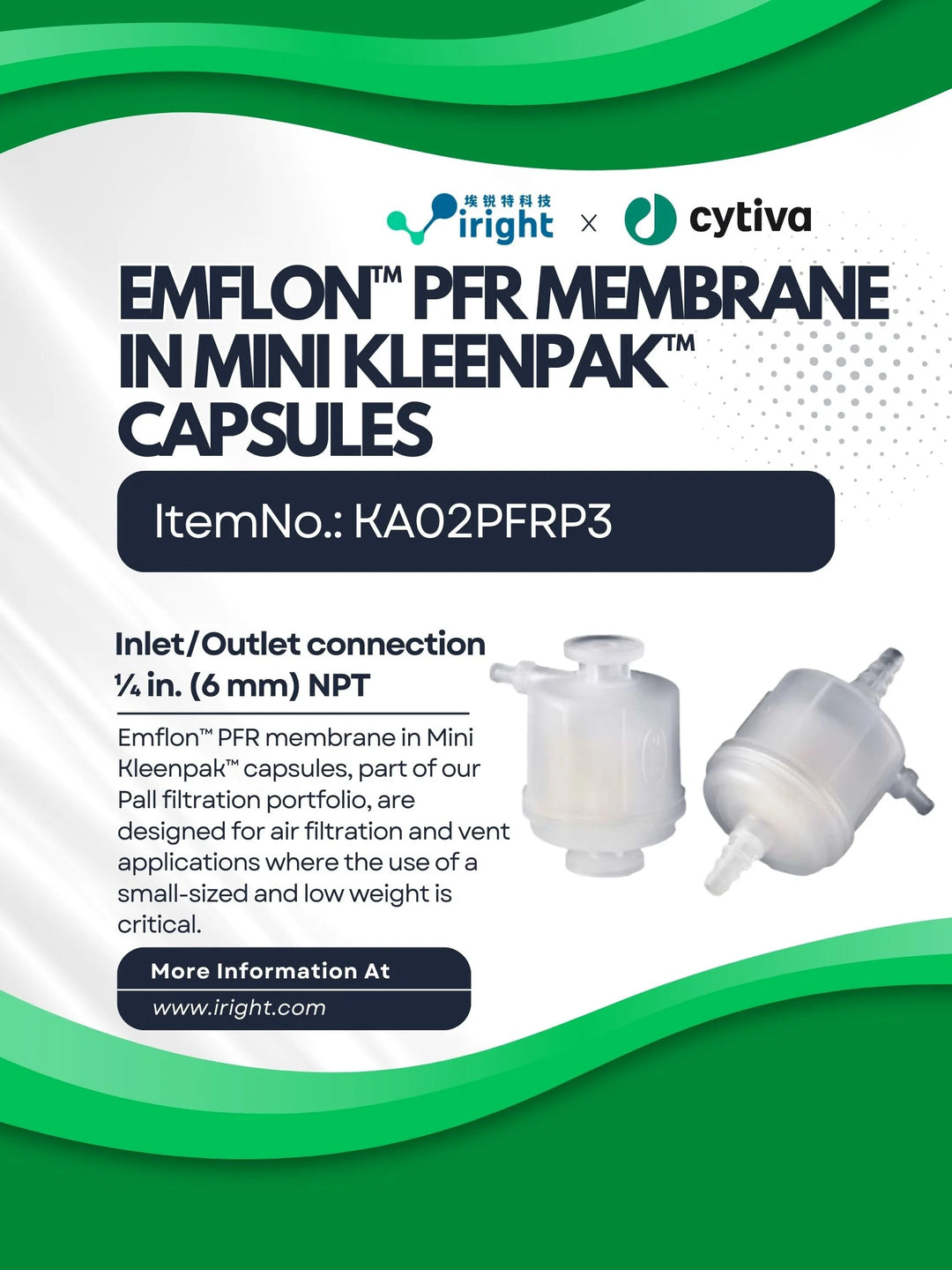 Cytiva, KA02PFRP3, Emflon™ PFR membrane in Mini Kleenpak™ capsules