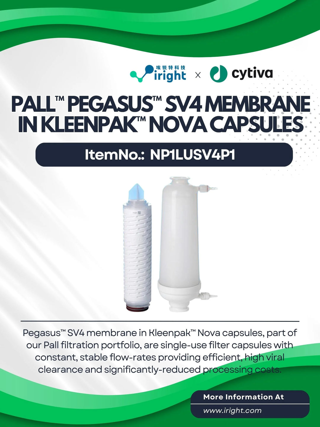 Pegasus SV4 membrane in Kleenpak™ Nova capsules