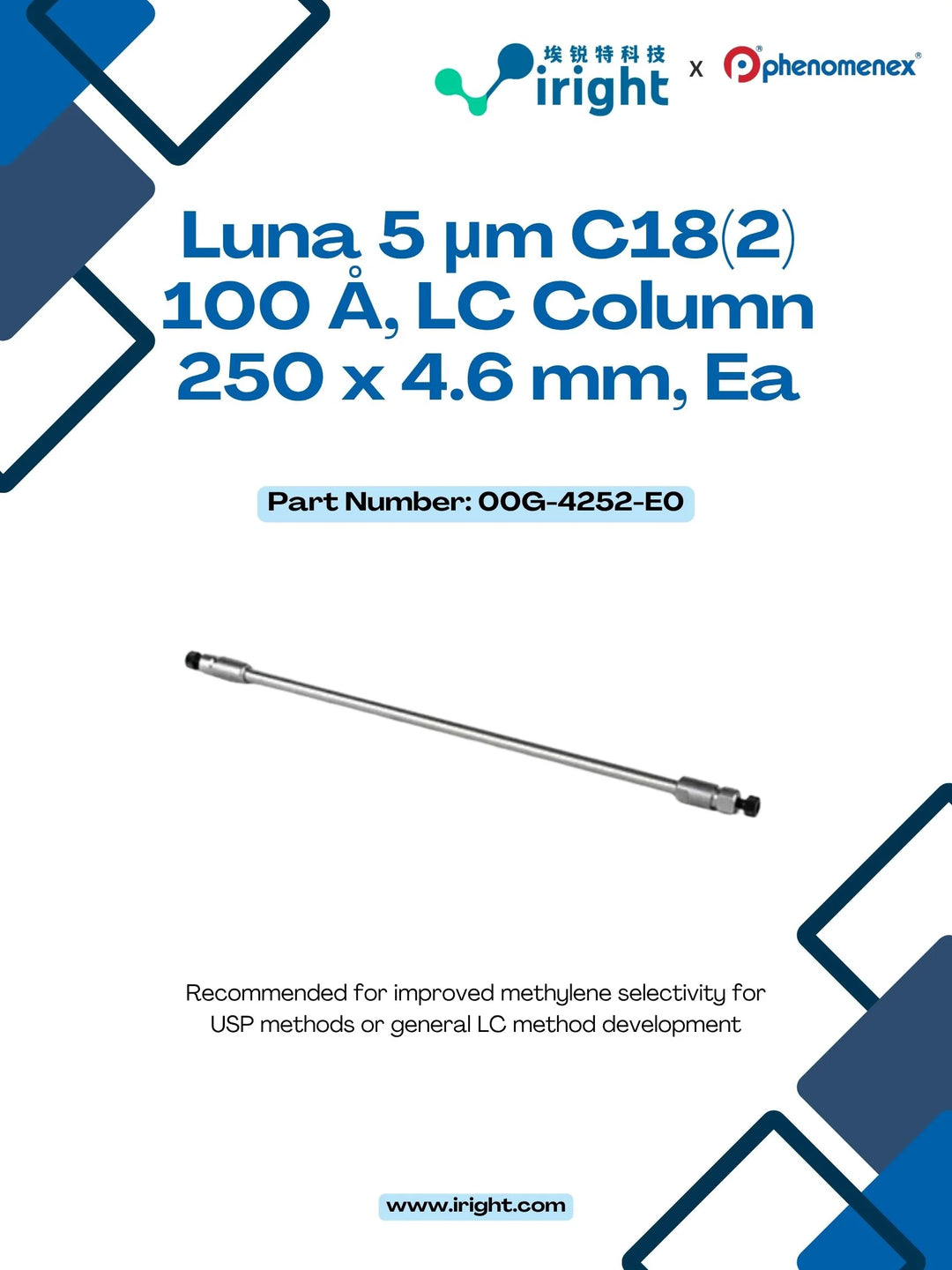Luna 5 µm C18(2) 100 Å, LC Column 250 x 4.6 mm, Ea