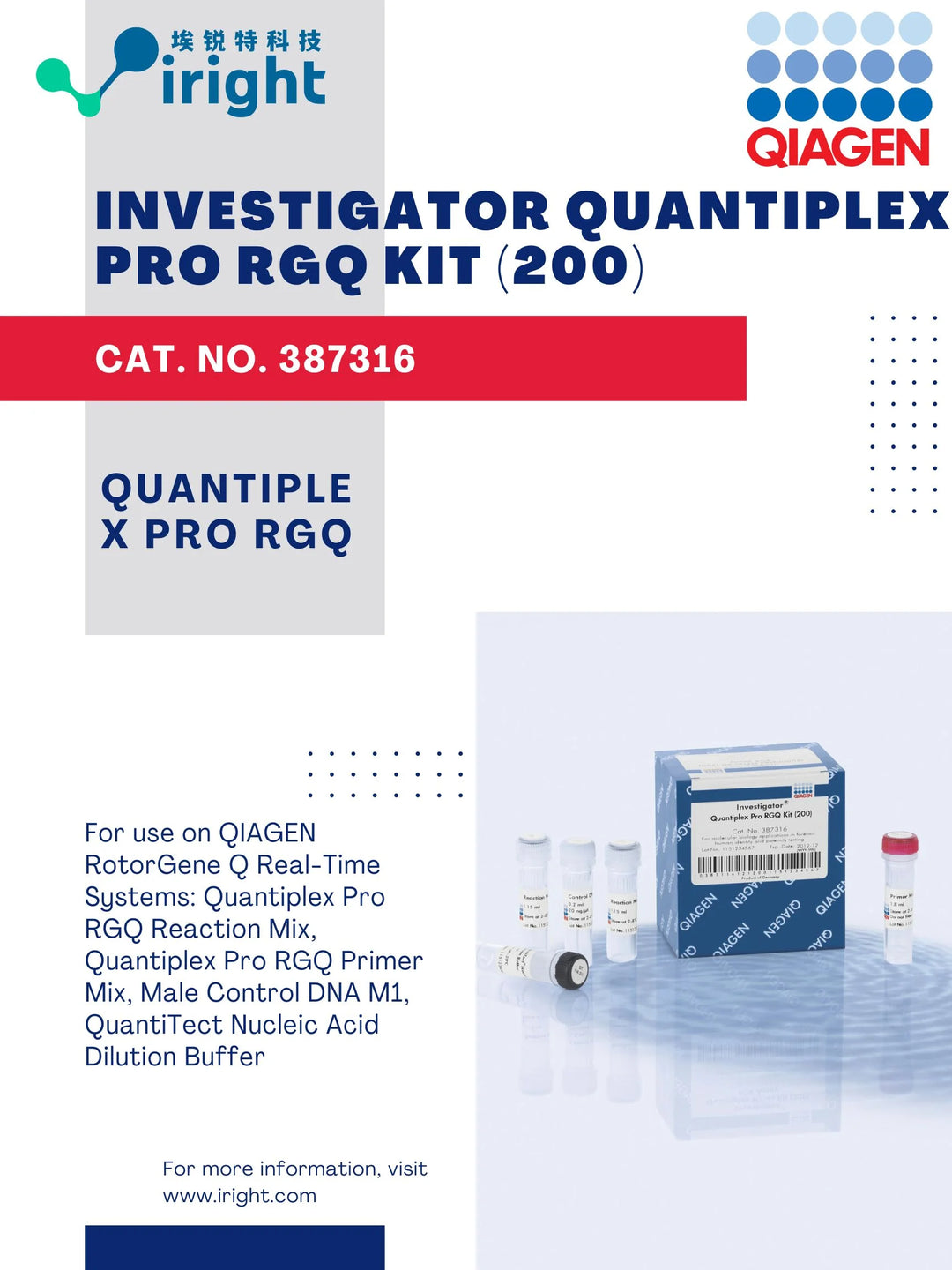 Qiagen, 387316, Investigator Quantiplex Pro RGQ Kit (200)
