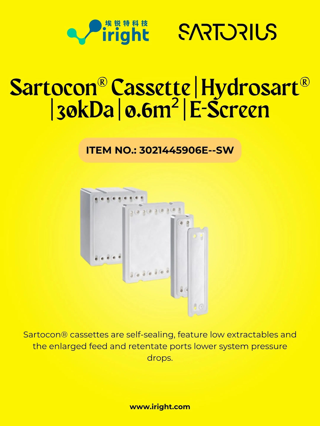 Sartorius, 3021445906E--SW, Sartocon® Cassette | Hydrosart® | 30kDa | 0.6m² | E-Screen