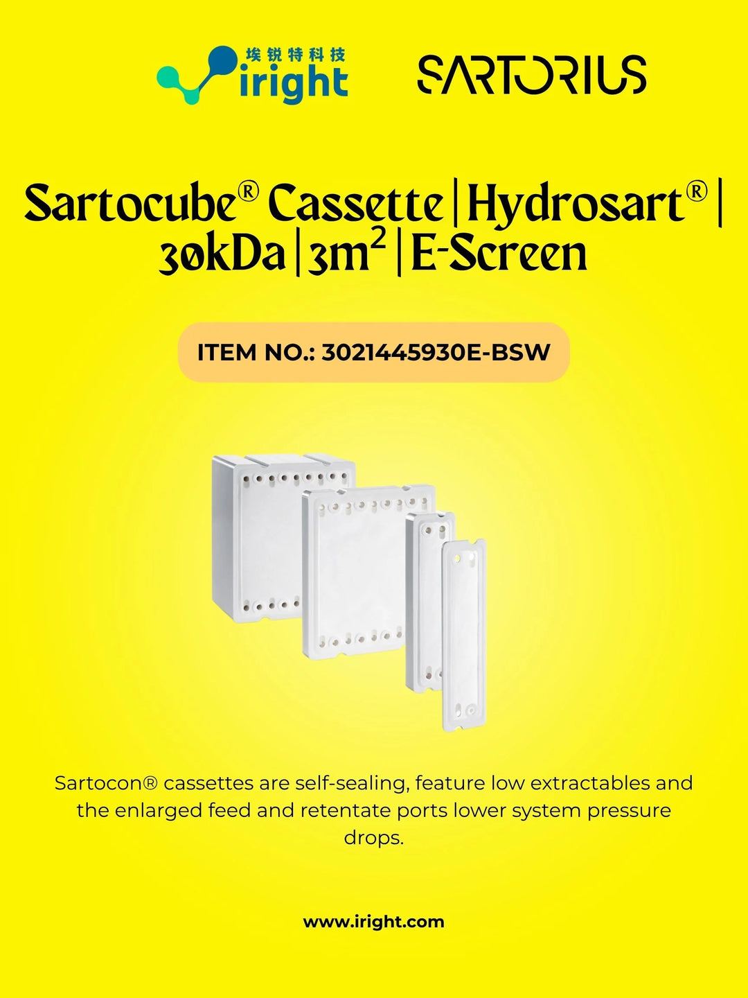 Sartocube® Cassette | Hydrosart® | 30kDa | 3m² | E-Screen