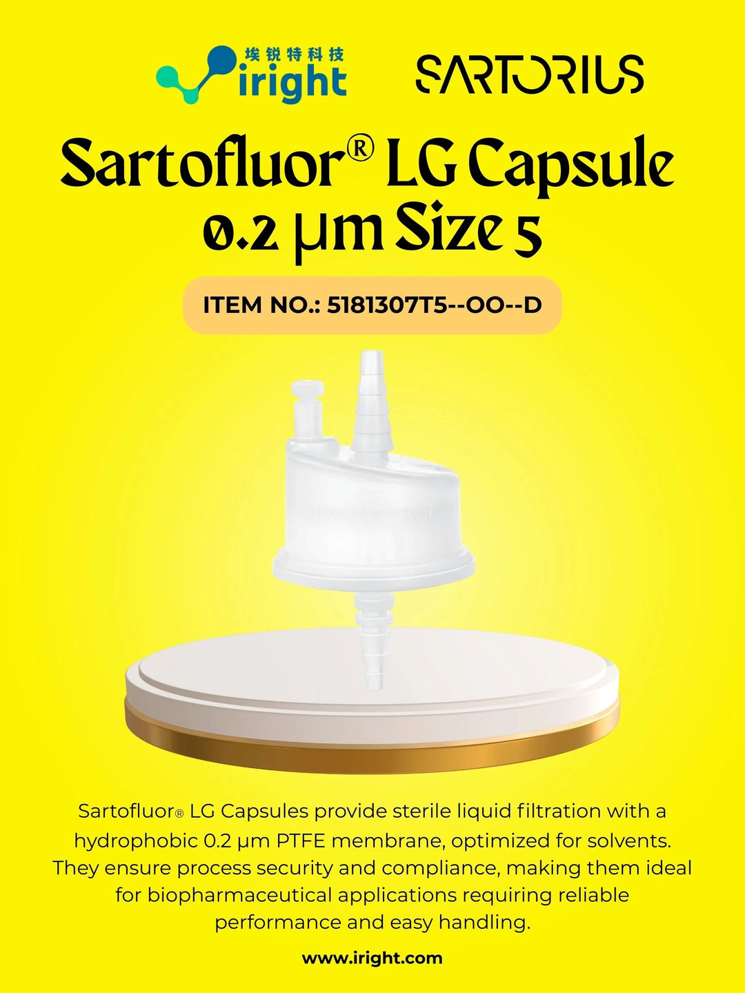 Sartorius, 5181307T5--OO--D, Sartofluor® LG Capsule 0.2 µm Size 5