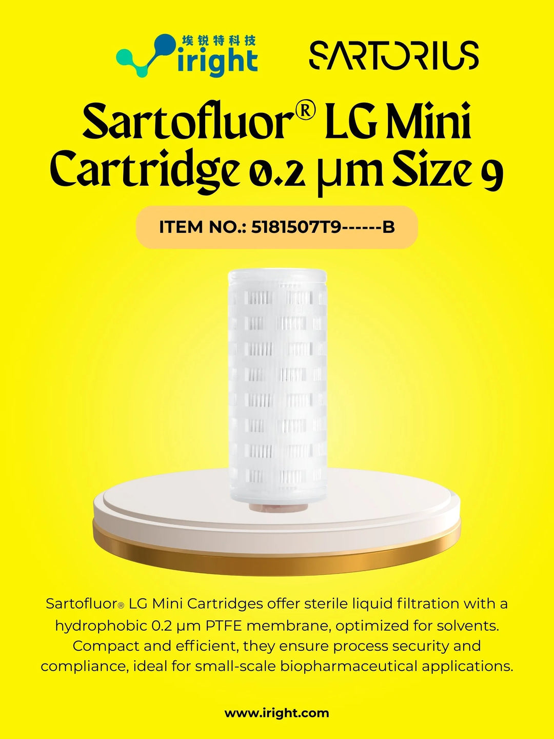 Sartorius, 5181507T9------B, Sartofluor® LG Mini Cartridge 0.2 µm Size 9