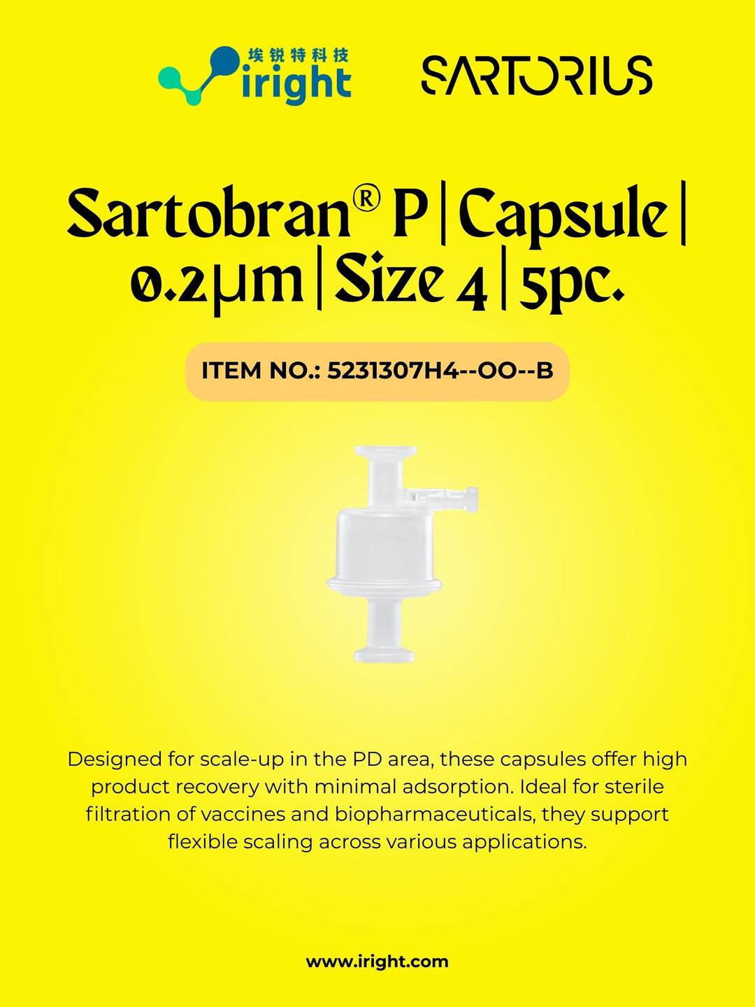 Sartorius, 5231307H4--OO--B, Sartobran® P | Capsule | 0.2µm | Size 4 | 5pc.