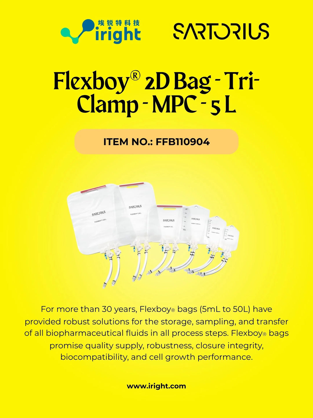 Flexboy® 2D Bag - Tri-Clamp - MPC - 5 L