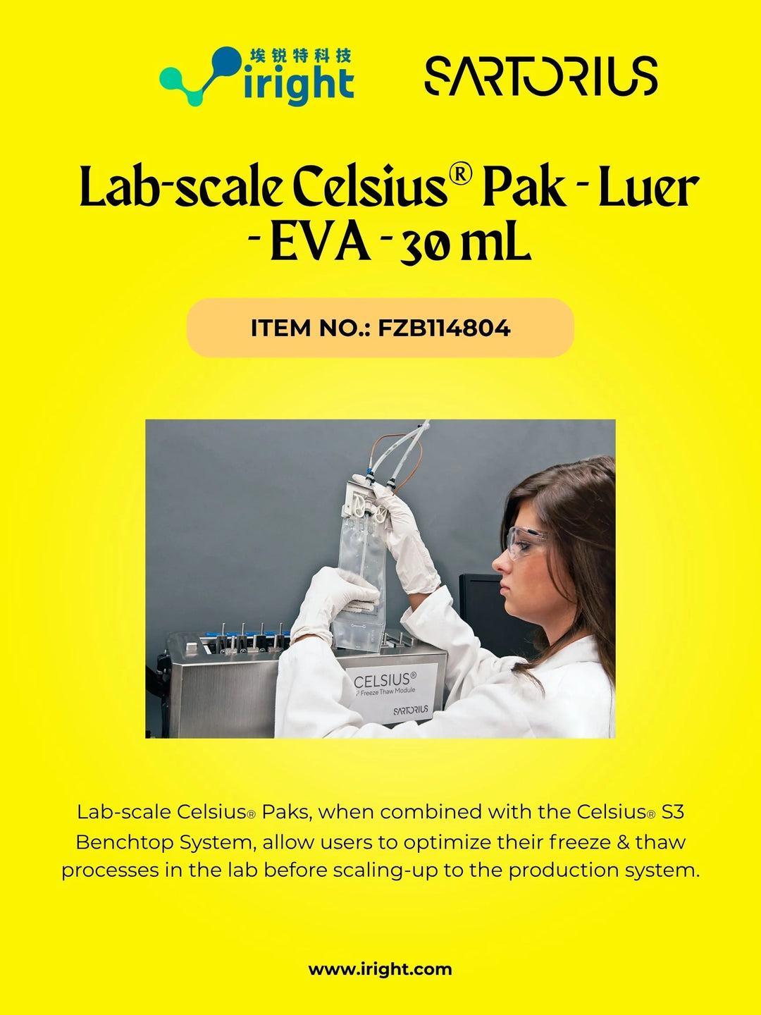 Lab-scale Celsius® Pak - Luer - EVA - 30 mL
