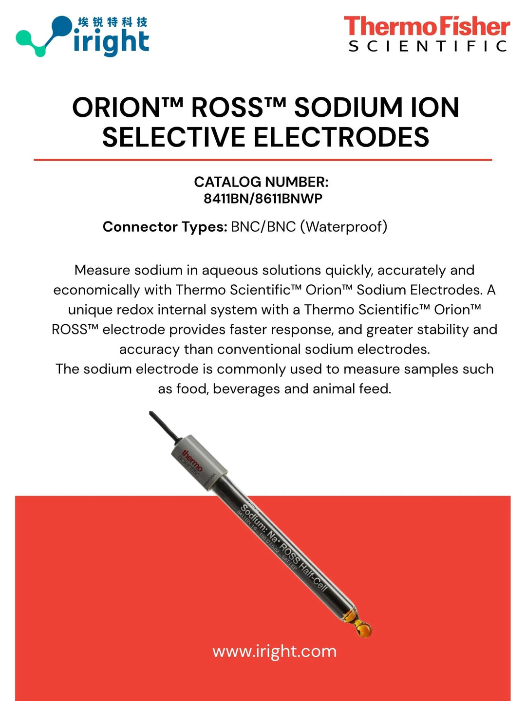 Thermo Fisher, 8411BN, Orion™ Sodium Electrodes